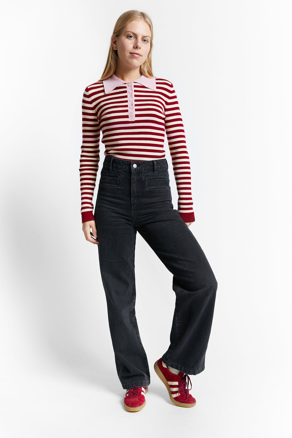 RIBBED POLO PULLOVER