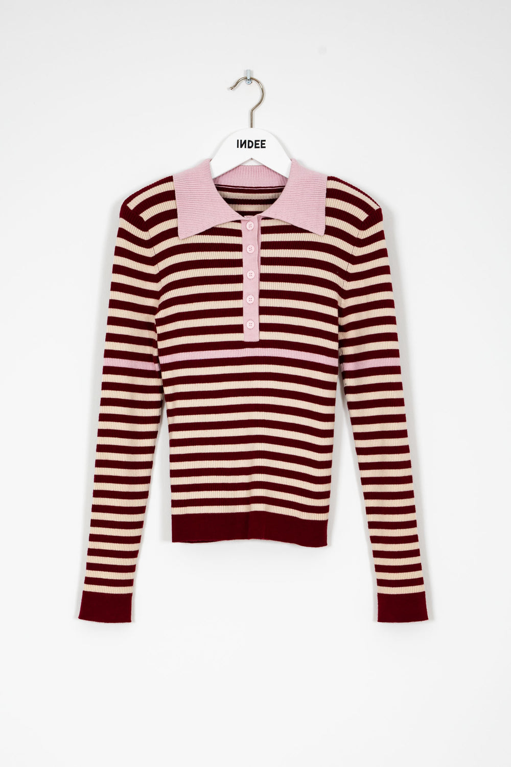 RIBBED POLO PULLOVER