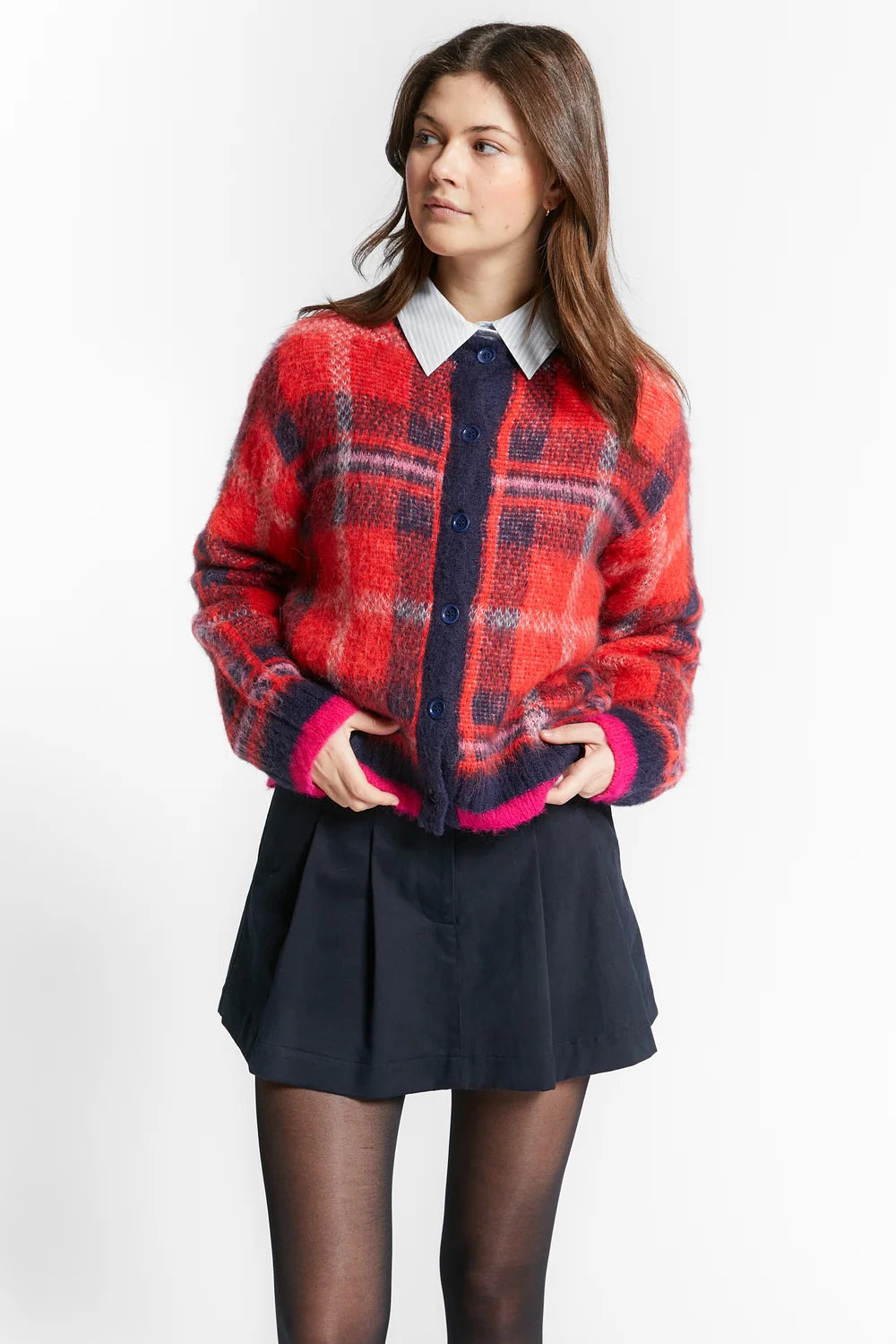 CHECKS PATTERN CARDIGAN
