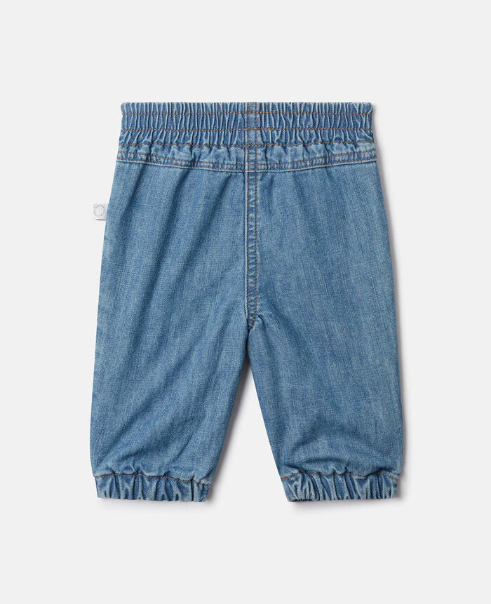 DENIM PANTS WITH HEART PATCHES