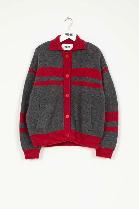 KNIT CARDIGAN BASEBALL JACKET