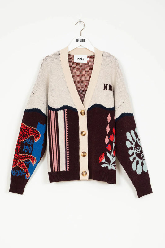 V-NECK GRAPHIC CARDIGAN