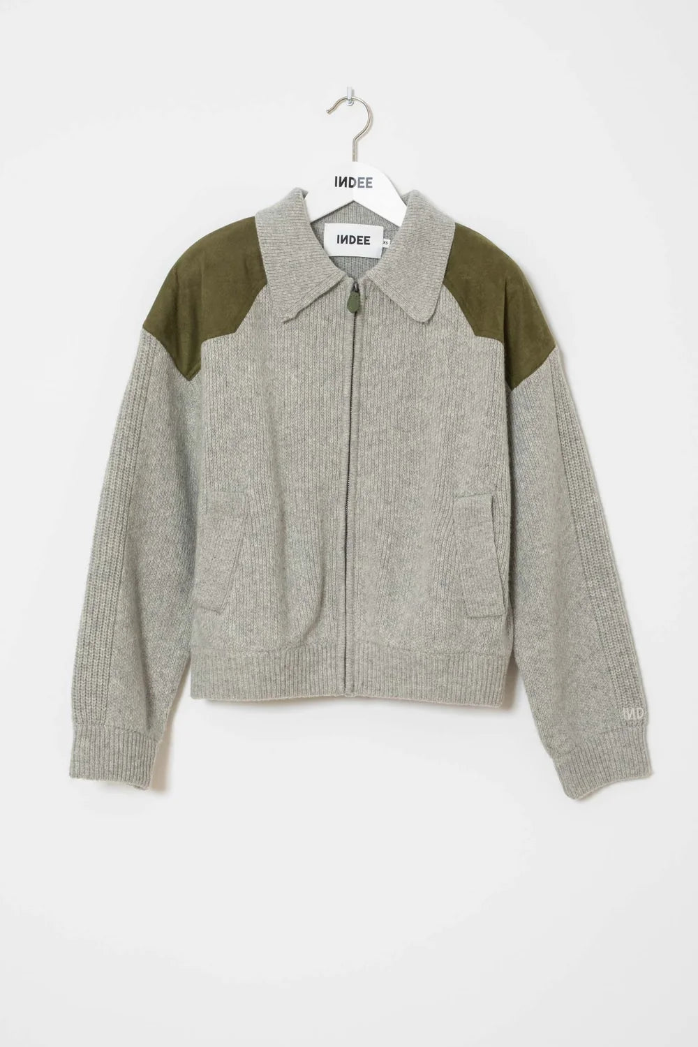 CARDIGAN WITH ZIPPER AND SUEDE