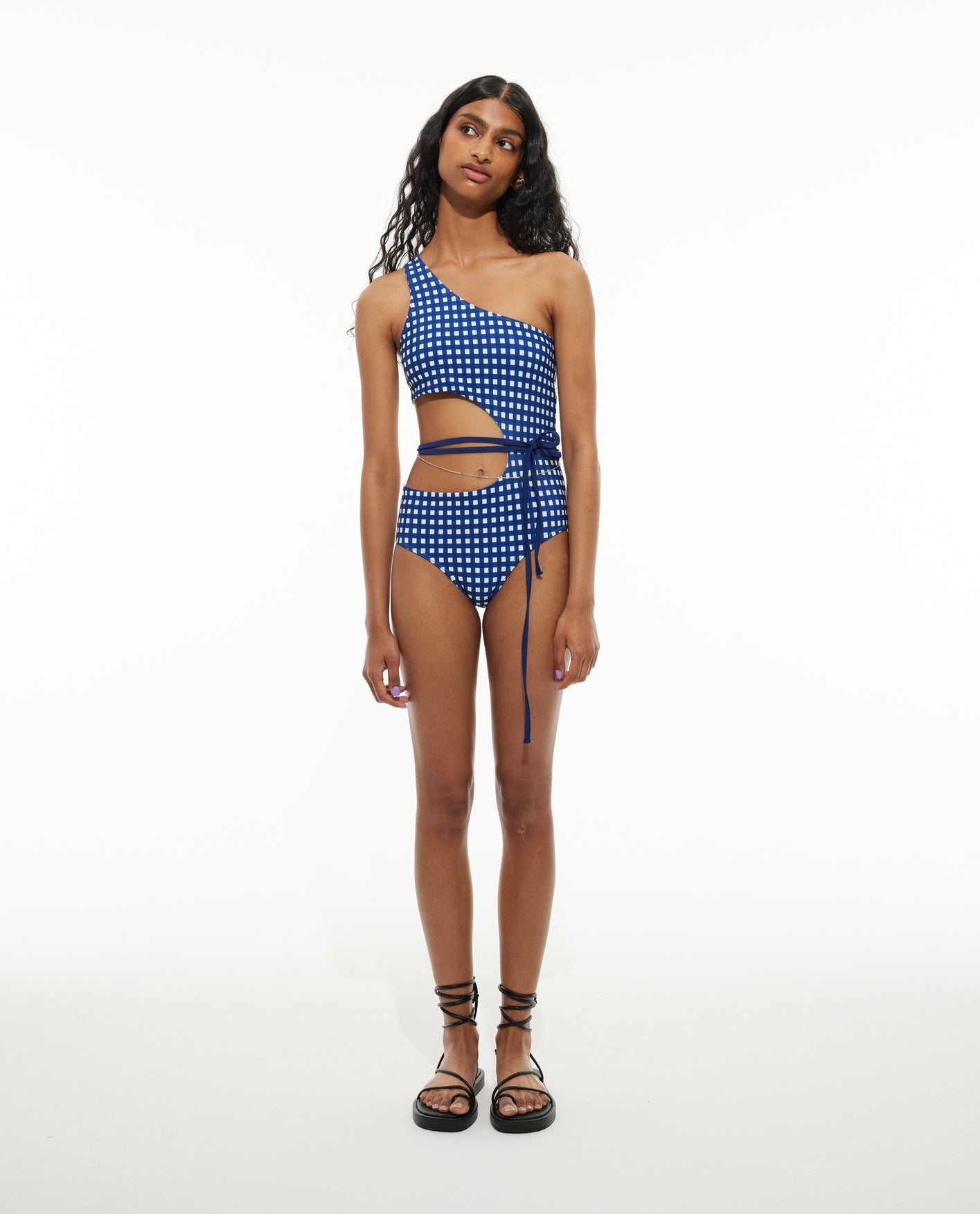 PRINTED CHECK SWIMSUIT