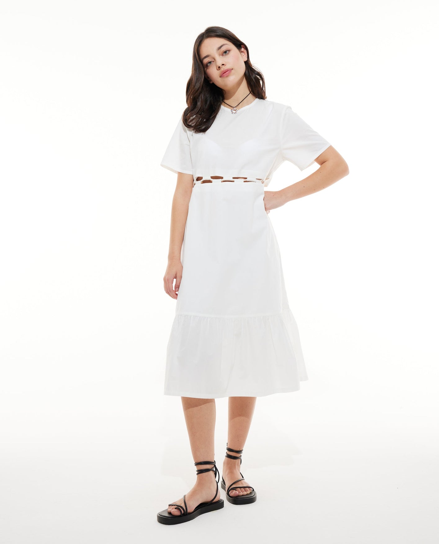 TIED COTTON DRESS