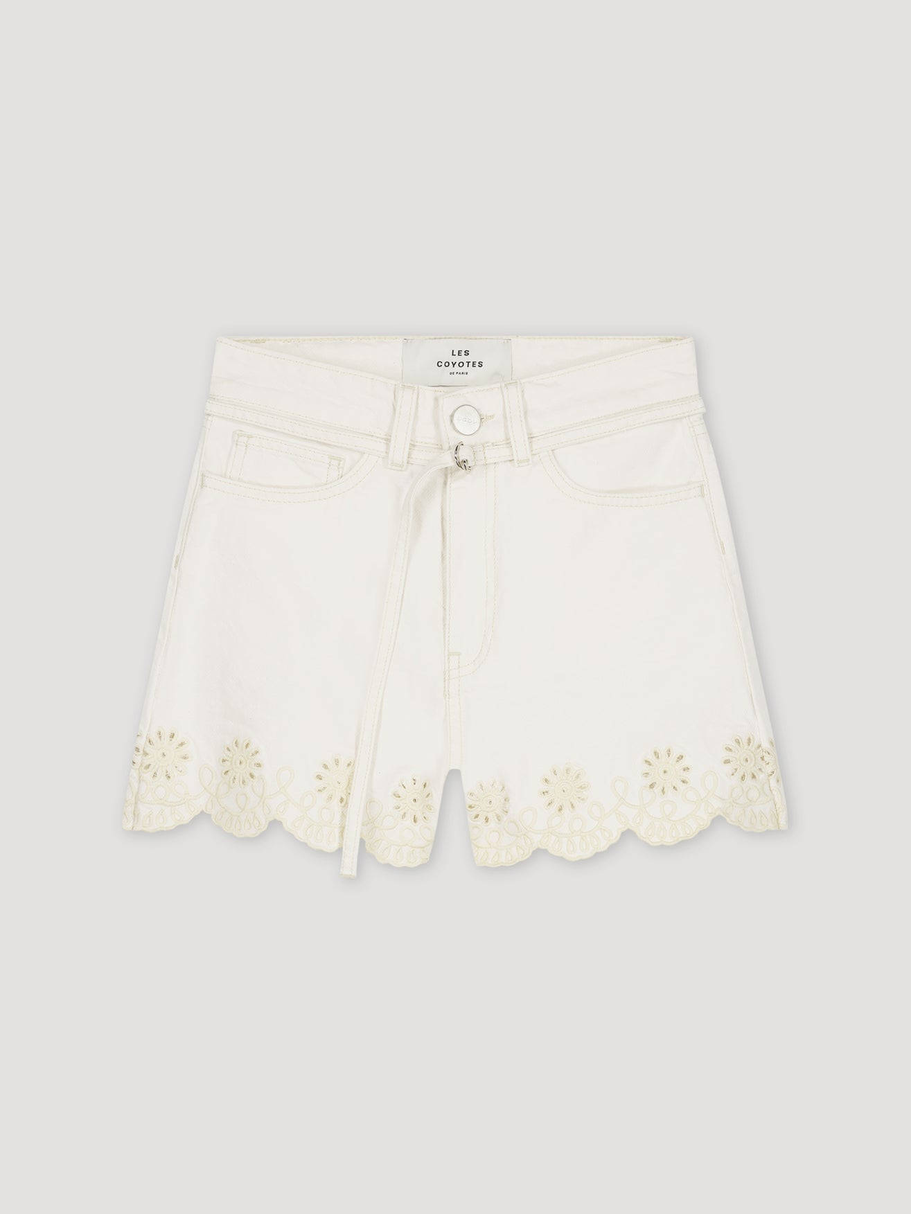 EMBROIDERED DENIM SHORTS