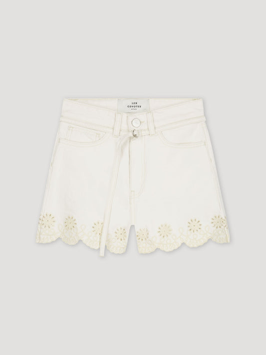 EMBROIDERED DENIM SHORTS